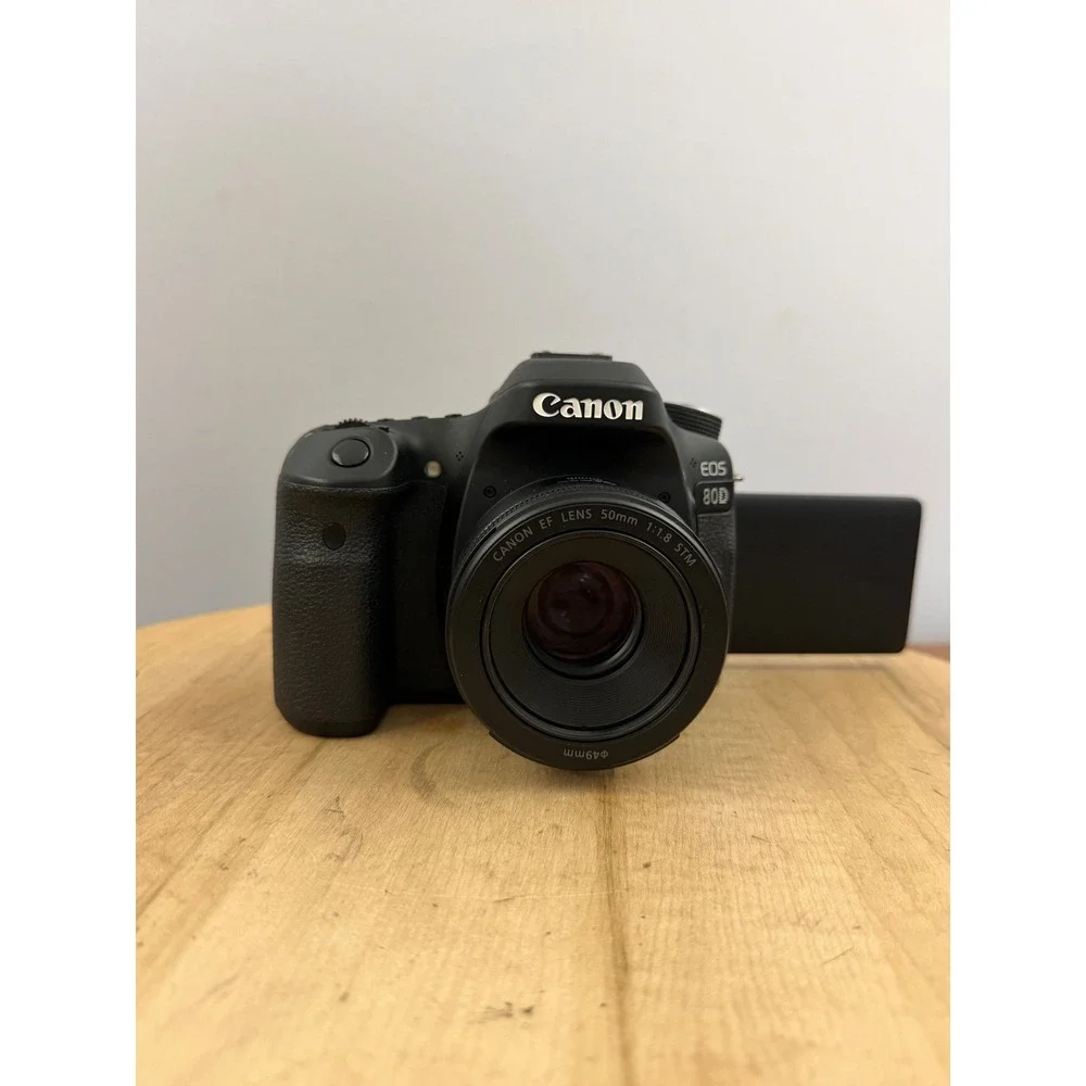 Canon EOS 80D 24.2MP DSLR Camera w/ EF 50mm f/1.8 STM Lens, Battery & Charger